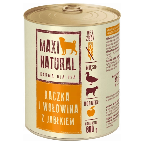 Maxi Natural Karma mokra dla psa Kaczka i wołowina z jabłkiem 800g