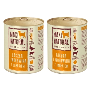 Maxi Natural Karma mokra dla psa Kaczka i wołowina z jabłkiem 2x800g