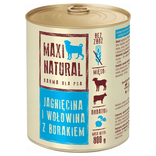 Maxi Natural Karma mokra dla psa Jagnięcina i wołowina z burakiem 800g