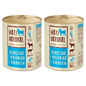 Maxi Natural Karma mokra dla psa Jagnięcina i wołowina z burakiem 2x800g 