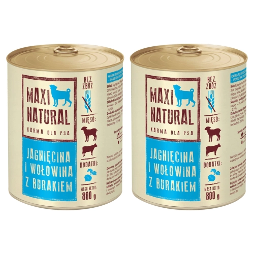 Maxi Natural Karma mokra dla psa Jagnięcina i wołowina z burakiem 2x800g