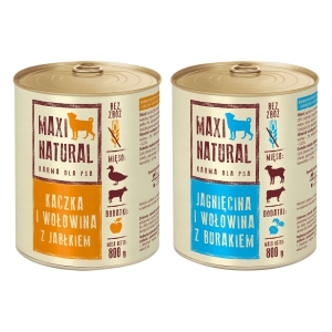 Maxi Natural Karma mokra dla psa MIX smaków Kaczka jagnięcina wołowina jabłko burak 2 x 800g
