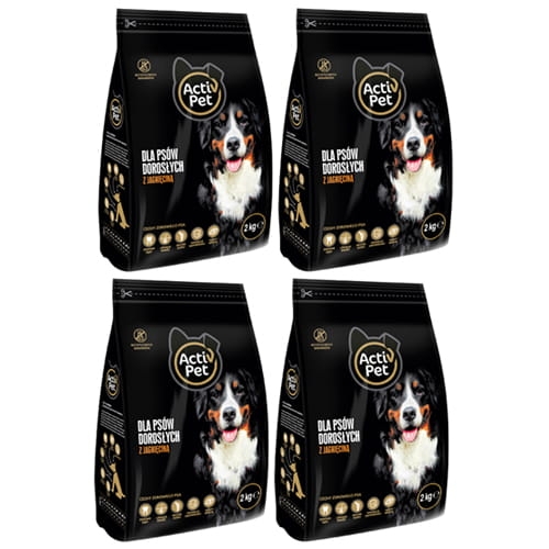 Karma sucha z Jagnięciną dla psów dorosłych  4x2 kg Activ Pet.jpg