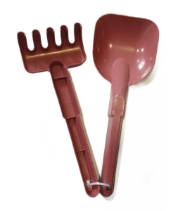 Zestaw do piasku Łopatka i grabki Kuniboo bordowe ECO