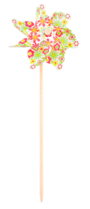 Wiatrak ozdoba ogrodowa na patyku w kwiatki