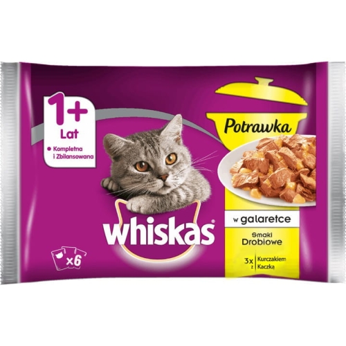Mokra karma dla kota WHISKAS Smaki Drobiowe w Galaretce 6x85g.jpg