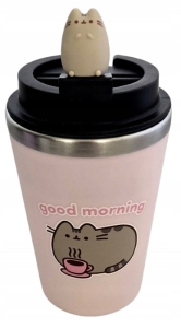 PUSHEEN Kubek termiczny z figurką 350 ml good morning różowy