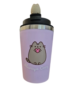 PUSHEEN Kubek termiczny z figurką 350 ml good morning fioletowy