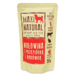 Maxi Natural Karma dla psa pełnoporcjowa Wołowina z Przepiórką 150g