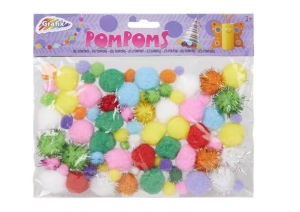 Pompony dekoracyjne różne rozmiary mix kolorów 150 sztuk Grafix