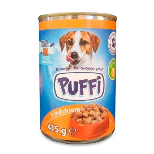 Karma mokra dla psa PUFFI z indykiem puszka 415g.jpg