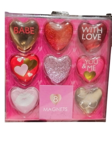 Magnesy szklane na lodówkę tablicę Magnes szklany serce  8 sztuk