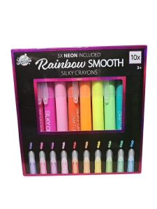 Kredki jedwabne pastelowe kredowe i akwarelowe 4w1 10 kolorów 3 neon