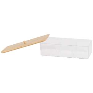 Organizer kosmetyczny z pokrywką bambusową 23,5 x 9,5 x 8 cm