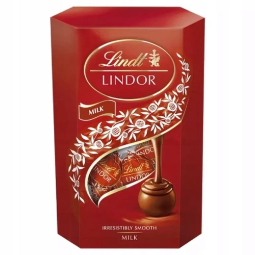 Lindt Lindor Bombonierka Milk Cornet 225g czerwona