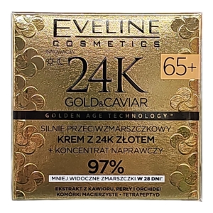 Eveline Cosmetics 24K Gold & Caviar 65+ Silnie Przeciwzmarszczkowy Krem z 24K Złotem + Esencja Liftingująca 50 ml 