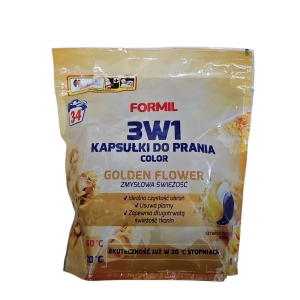 Kapsułki do prania universal 3w1 Golden Flower FORMIL zmysłowa świeżość 34 sztuki 