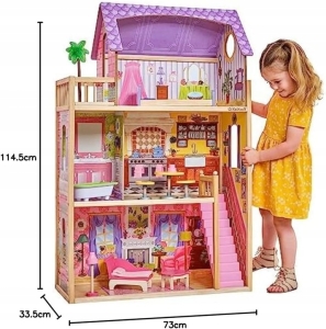 KidKraft - Drewniany domek dla lalek Kayla z mebelkami | 73,7x33,7x114,3 cm