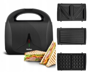 Opiekacz 3w1 z wymiennymi tackami grill tosty 850 W HOFFEN GOFROWNICA