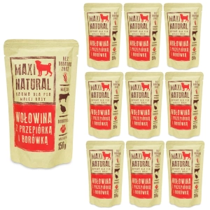 Maxi Natural Karma dla psa pełnoporcjowa Wołowina z Przepiórką 10x150g