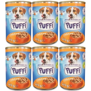 Karma mokra dla psa PUFFI z indykiem puszka 6x415g