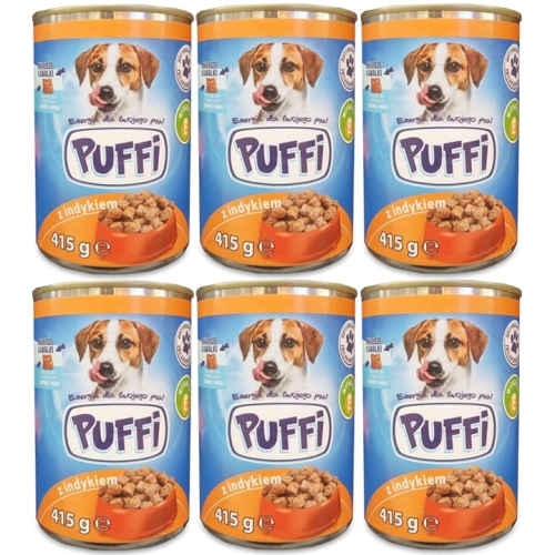 Karma mokra dla psa PUFFI z indykiem puszka 6x415g.jpg