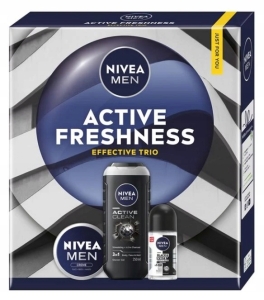 NIVEA ACTIVE FRESHNESS Zestaw kosmetyków dla mężczyzn żel + krem + roll-on