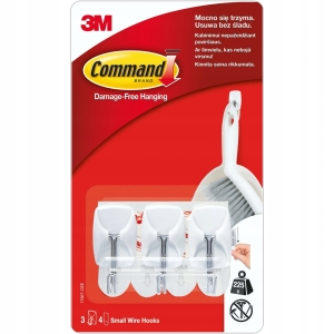 Haczyki Samoprzylepne Bezinwazyjne COMMAND Zestaw 3szt Uchwyt Bez Narzędzi