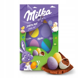 Słodycze dla dzieci Wielkanoc Milka czekoladowe jajo z mini jajkami 97g