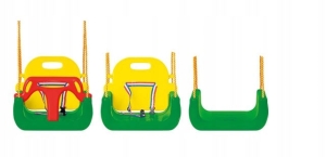 Huśtawka kubełkowa dla dzieci 3w1 KRZESEŁKO 30 kg 33 x 42 x 39 cm regulacja do 182 cm