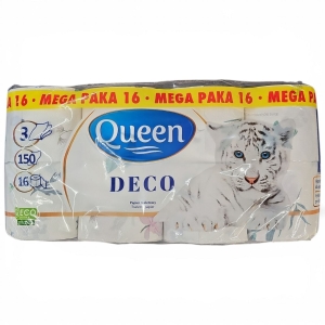 Papier toaletowy QUEEN 16 rolek 3 warstwy DECO 150 listków