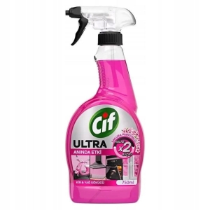 Płyn do usuwania brudu i tłuszczu CIF spray ULTRA odtłuszczacz 750ml - róża