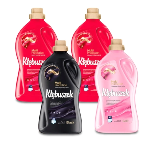 Kłębuszek Płyn do prania tkanin  MIX 4x 1,82l  33 prania