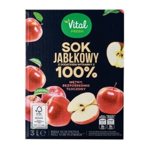 Sok jabłkowy 100% mętny 3L karton Vital Fresh