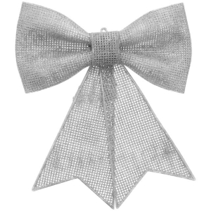 Kokarda z brokatem  22 x 27 cm srebrna