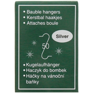 Haczyki do zawieszania bombek  50 sztuk srebrne