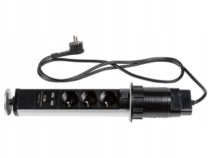 Listwa Zasilająca Chowana Podblatowa Aluminiowa ROWI 3 GN + 2 x USB 1,5m