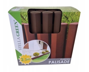 Palisada obrzeże ogrodowe płotek 2,2 m 8x27cm Brązowe