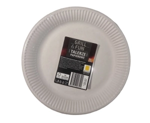 Grill & Fun Papierowe jednorazowe talerze do grillowania 23 cm 20 szt