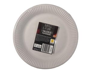 Grill & Fun Papierowe jednorazowe talerze do grillowania 23 cm 20 szt