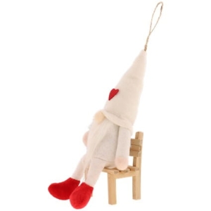 Święty Mikołaj gnom figurka biała  zawieszka 15x8x17 cm