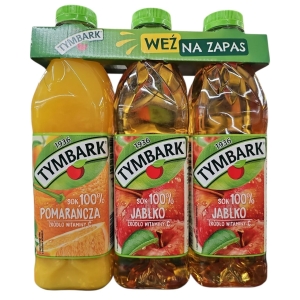 3 x 1l sok Tymbark 1 x pomarańcza 100%, 2 x jabłko  100%