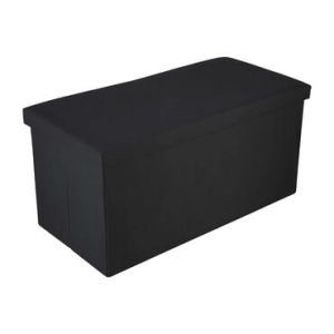 Pufa puf ze schowkiem 76 × 38 × 38 cm – składana, czarna pojemnik