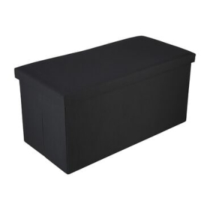 Pufa puf ze schowkiem 76 × 38 × 38 cm – składana, czarna pojemnik