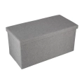 Pufa puf ze schowkiem 76 × 38 × 38 cm – składana, szara, pojemnik