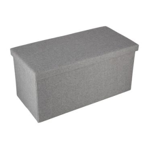 Pufa puf ze schowkiem 76 × 38 × 38 cm – składana, szara, pojemnik 