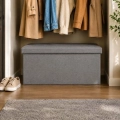 Pufa puf ze schowkiem 76 × 38 × 38 cm – składana, szara, pojemnik – zdjęcie 3