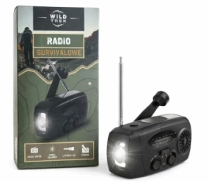 Wild Trek Radio survivalowe AM/FM dynamo panel solarny latarka LED