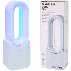 NOR TEC Cichy Wentylator Stołowy BEZŁOPATKOWY na USB -C LED (1)