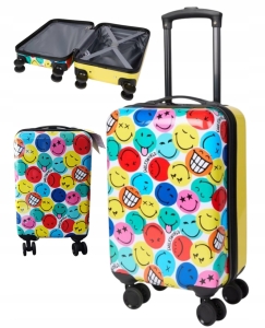 Walizka podróżna dla dzieci kabinowa EMOJI TWARDA PODRÓŻNA Buźki 50 cm